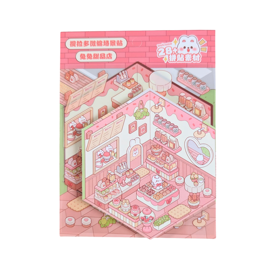 Scénette Baking Rabbit Kawaii - Planche de Stickers