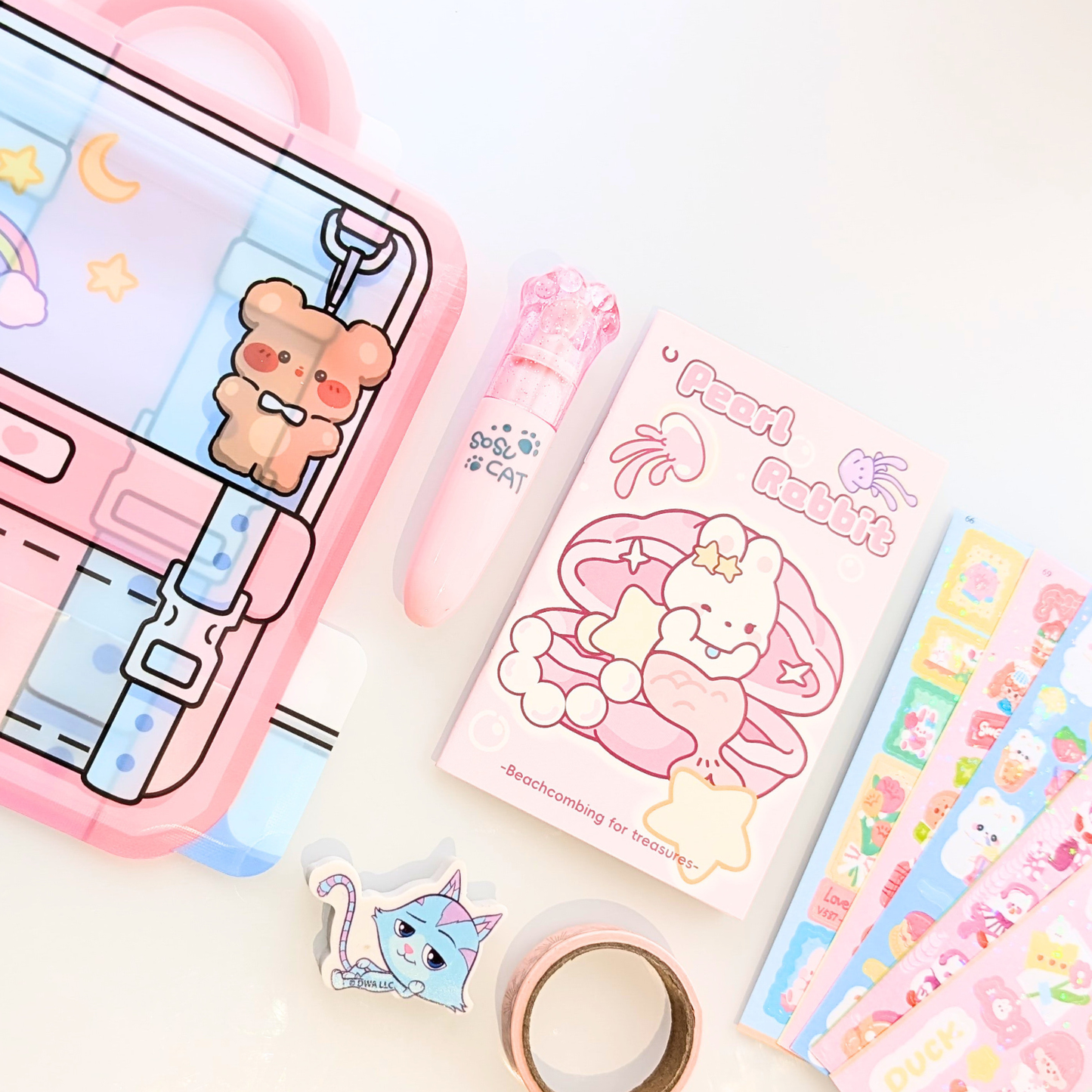 Pochette surprise kawaii bleu rose, papeterie