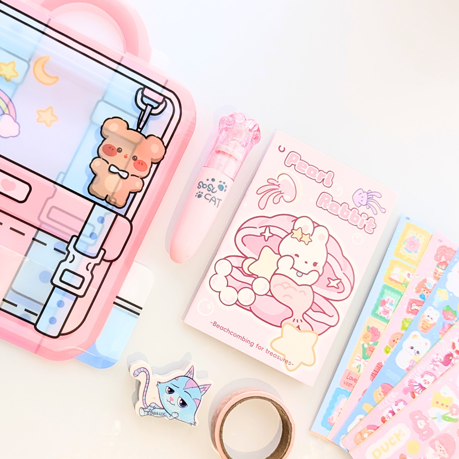 Pochette surprise kawaii bleu rose, papeterie