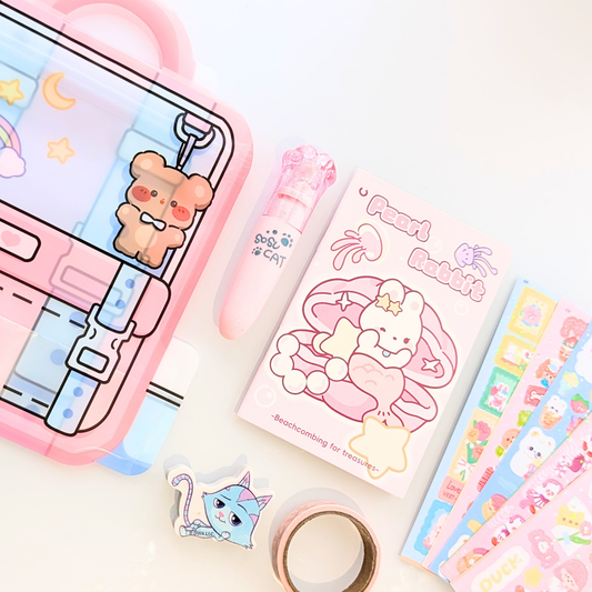 Pochette surprise kawaii bleu rose, papeterie