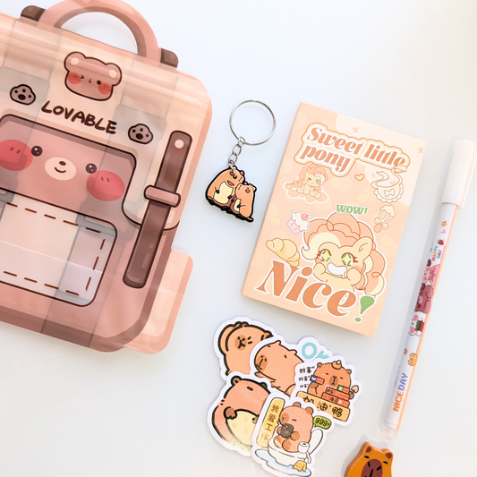 Pochette surprise marron kawaii, papeterie