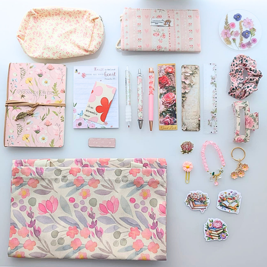 Box coffret papeterie rose floral