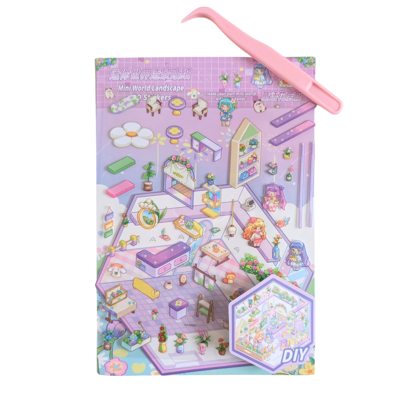 Scénette Coffee Kawaii - Planche de Stickers avec Pince
