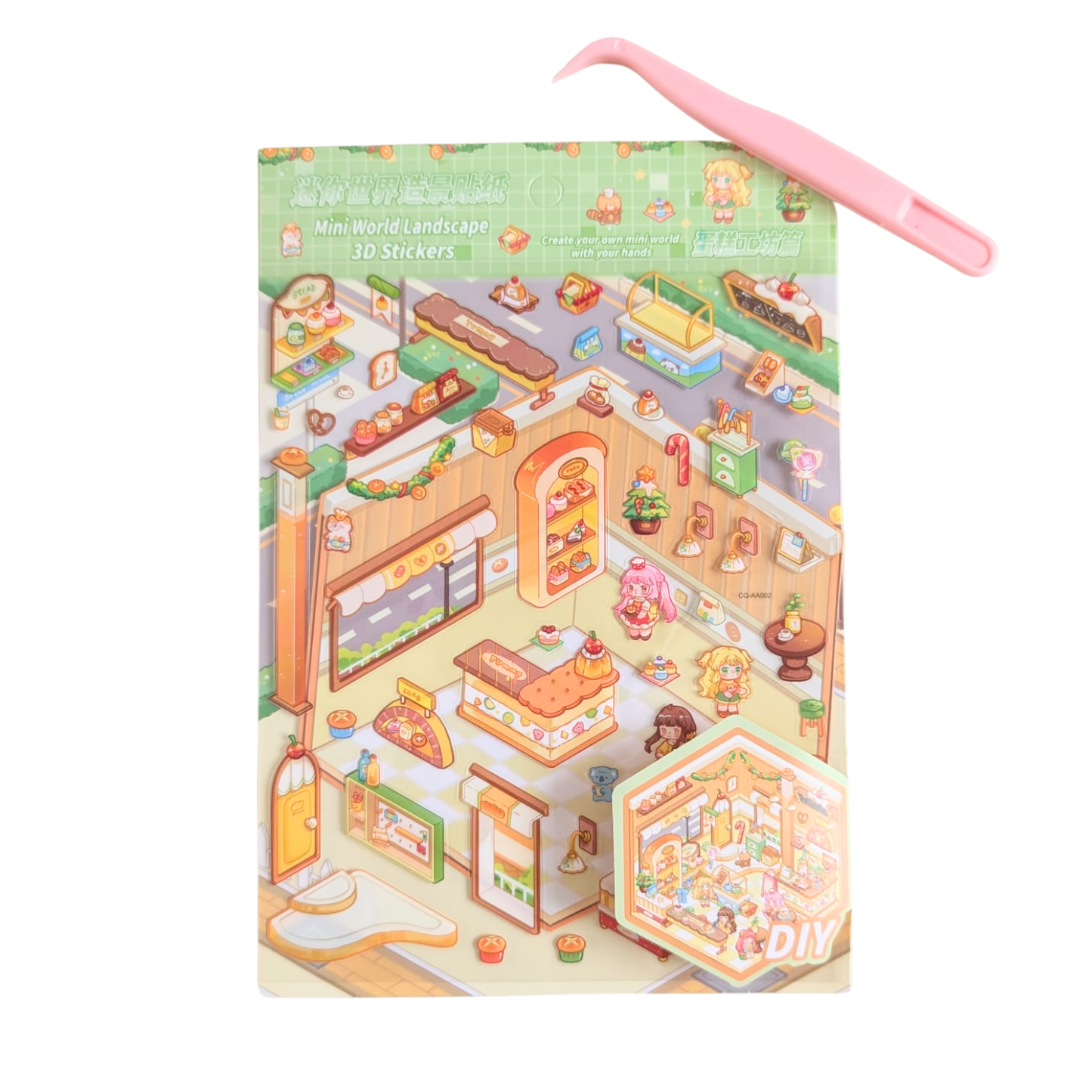 Scénette Baking Kawaii - Planche de Stickers avec Pince