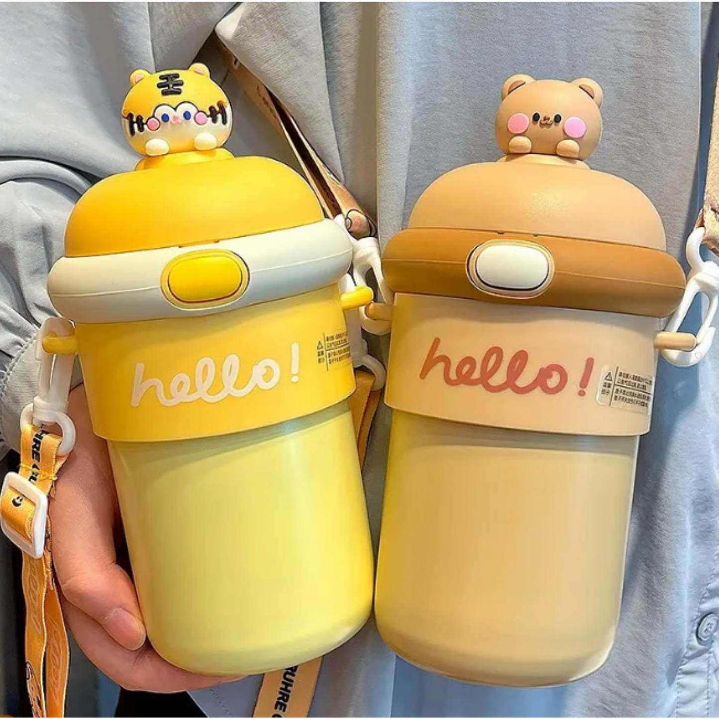 Gourde Kawaii avec Paille & Autocollants 3D