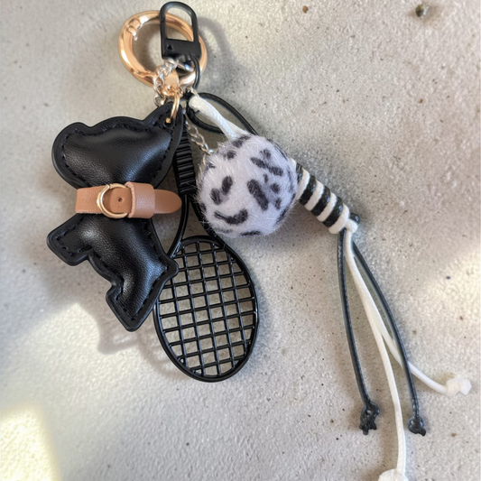 Porte-clés chien raquette noir