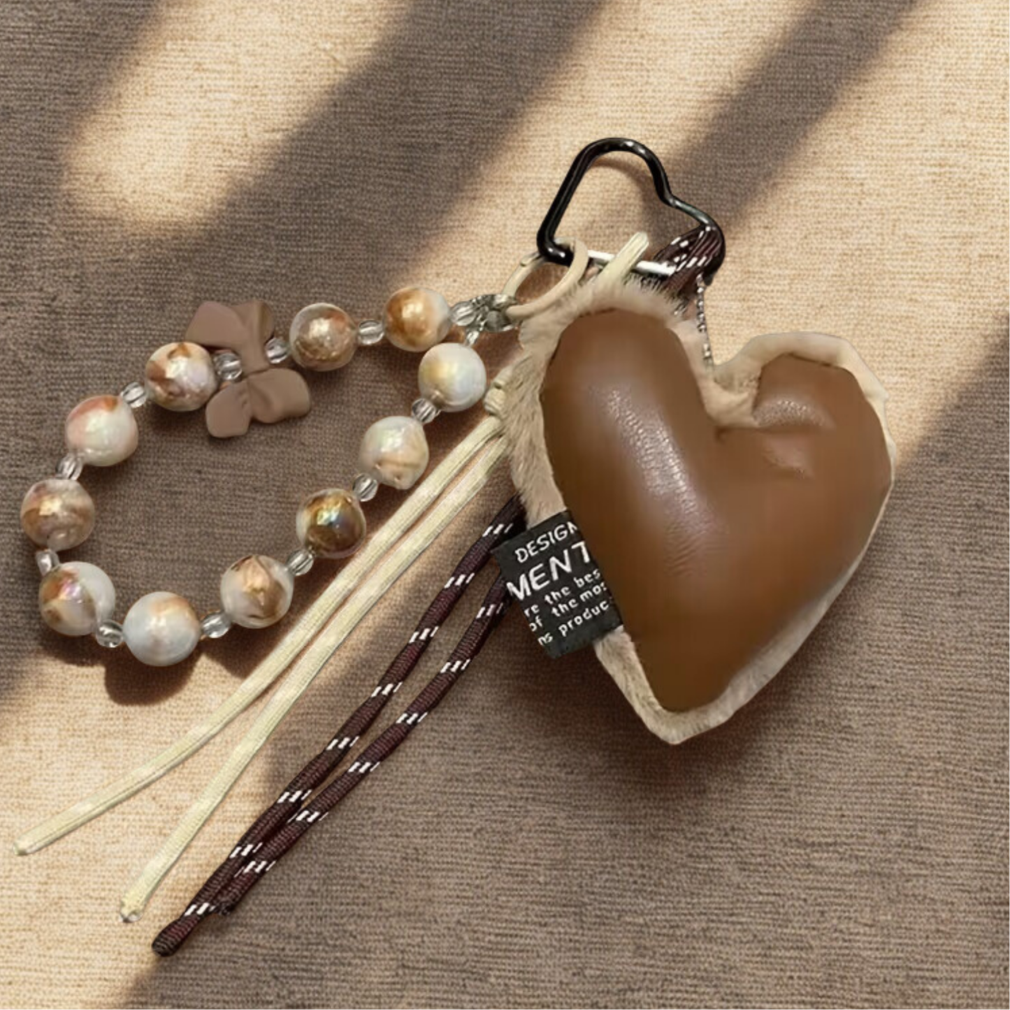 Porte-clés coeur marron